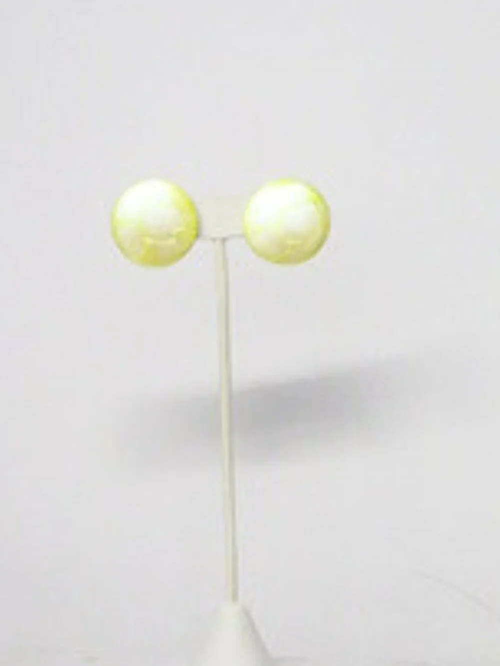 Vintage Yellow Pearlized Round Disc Clip-On Statement Earrings